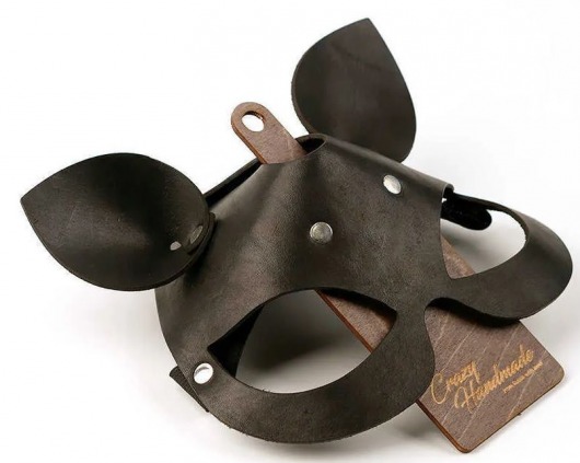 Черная кожаная маска  Кошка  с маленькими ушками - Crazy Handmade - купить с доставкой в Пензе