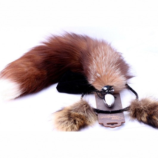 Игровой комплект: серебристая анальная пробка с пушистым хвостом и ободок-ушки - Crazy Handmade - купить с доставкой в Пензе