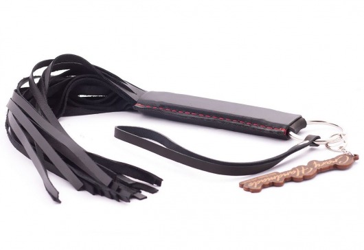 Черная кожаная плеть с удобной ручкой - 50 см. - Crazy Handmade - купить с доставкой в Пензе