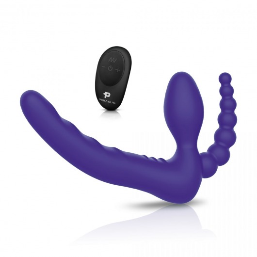Фиолетовый безремневой страпон с пультом ДУ 7’’ Remote Control Strapless - 24 см. - Pegasus - купить с доставкой в Пензе