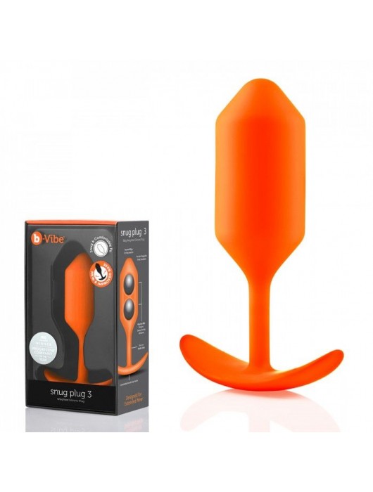 Оранжевая пробка для ношения B-vibe Snug Plug 3 - 12,7 см. - b-Vibe