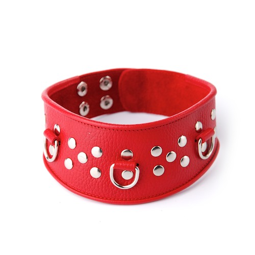 Кожаный красный ошейник с велюровой подкладкой - Sitabella - купить с доставкой в Пензе