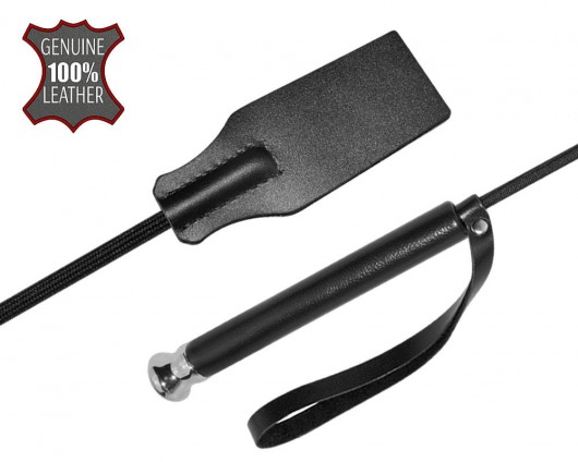 Чёрный стек с кожаной ручкой - 58 см. - Sitabella - купить с доставкой в Пензе