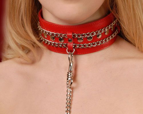 Красный ошейник с цепочками - Sitabella - купить с доставкой в Пензе