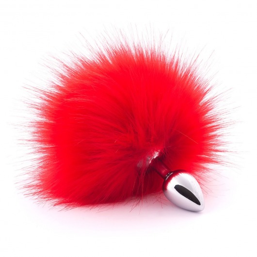 Серебристая анальная пробка с красным хвостиком - Crazy Handmade