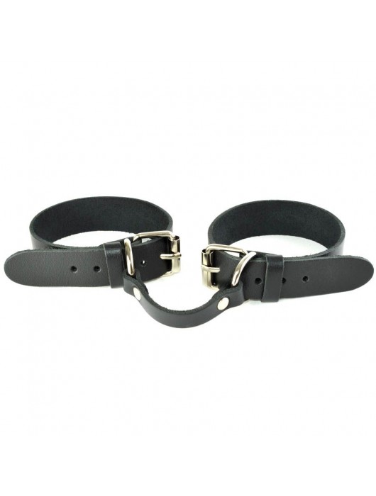 Черные кожаные наручники со съемной красной опушкой - Sitabella - купить с доставкой в Пензе