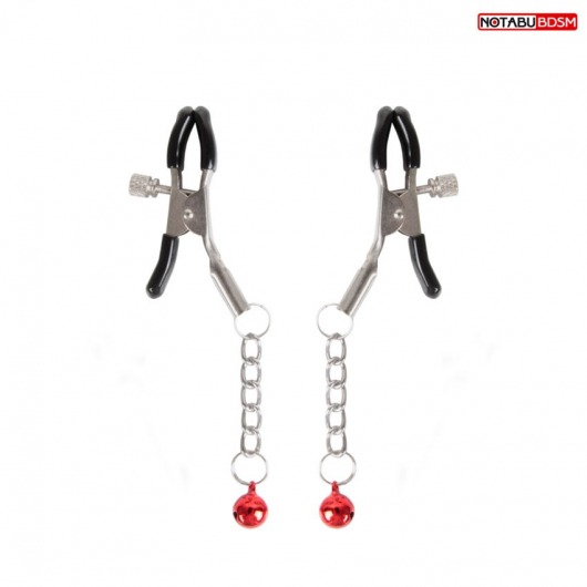 Серебристые зажимы на соски с шариками на цепочках - Notabu - купить с доставкой в Пензе