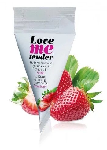 Съедобное согревающее массажное масло Love Me Tender Strawberry с ароматом клубники - 10 мл. - Love to Love - купить с доставкой в Пензе