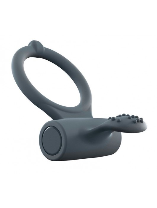 Серое перезаряжаемое эрекционное кольцо с вибрацией Power Clit - Dorcel - в Пензе купить с доставкой