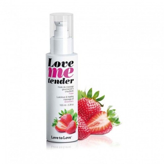 Съедобное согревающее массажное масло Love Me Tender Strawberry с ароматом клубники - 100 мл. - Love to Love - купить с доставкой в Пензе
