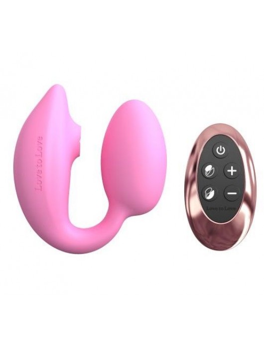 Розовый U-образный стимулятор клитора и точки G с пультом ДУ Wonderlover - Love to Love