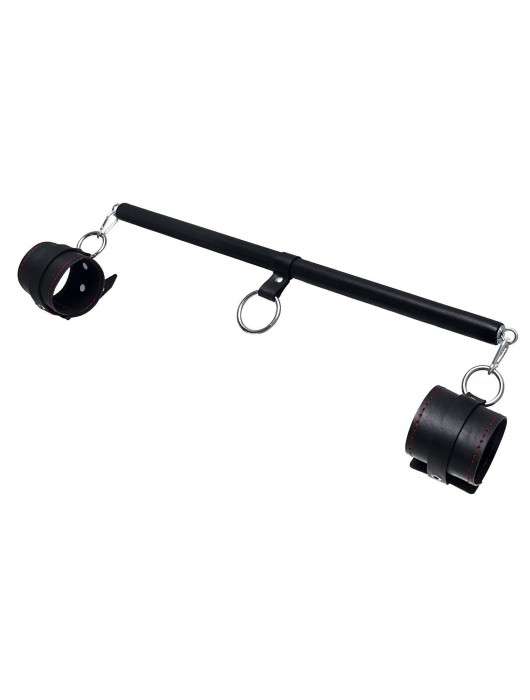 Черная распорка для ног с кожаными манжетами - Pecado - купить с доставкой в Пензе