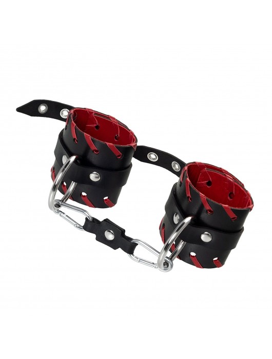 Черно-красные наручники из натуральной кожи - Pecado - купить с доставкой в Пензе