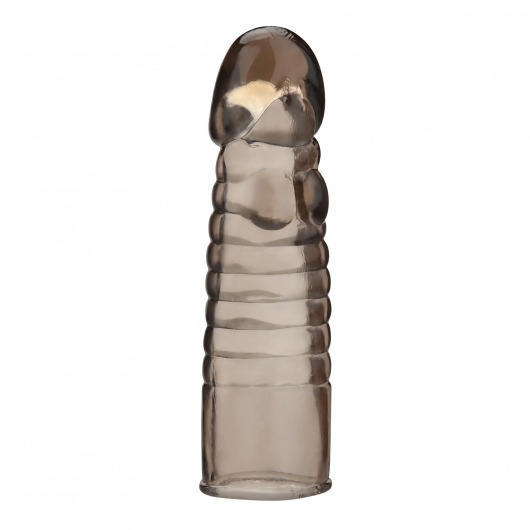 Дымчатая насадка-удлинитель Ribbed Realistic Penis Enhancing Sleeve Extension - 15,2 см. - BlueLine - в Пензе купить с доставкой