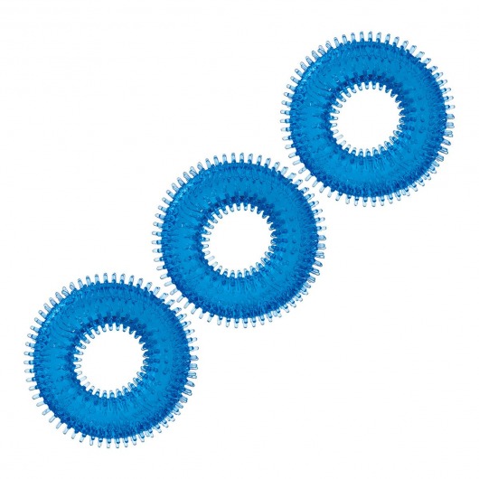 Комплект из трех голубых колец для эрекции 3-Pack Ultra-Stim Stretch Cock Rings - BlueLine - в Пензе купить с доставкой