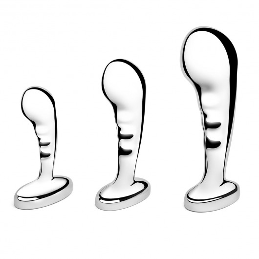 Набор из 3 стальных стимуляторов простаты Stainless Steel P-spot Training Set - b-Vibe - в Пензе купить с доставкой