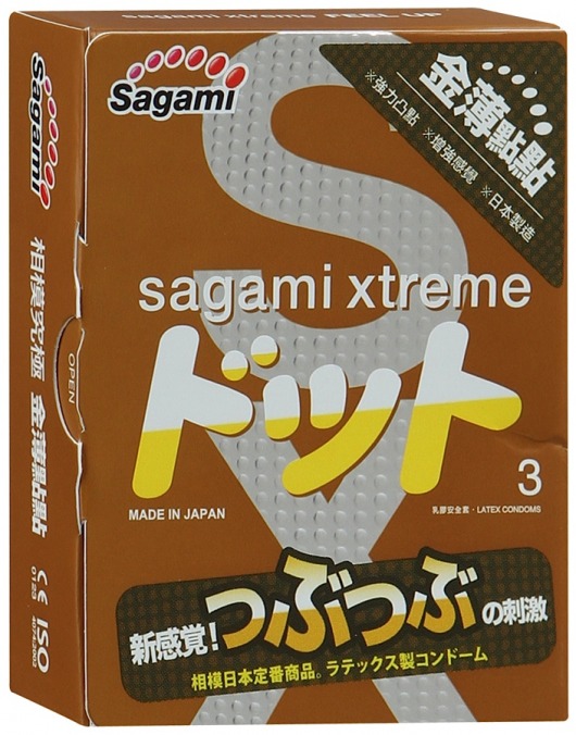 Презервативы Sagami Xtreme FEEL UP с точечной текстурой и линиями прилегания - 3 шт. - Sagami - купить с доставкой в Пензе