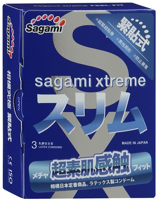 Розовые презервативы Sagami Xtreme FEEL FIT 3D - 3 шт. - Sagami - купить с доставкой в Пензе