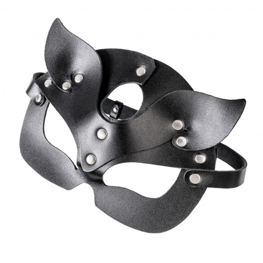 Черная кожаная рельефная маска кошки - Pecado - купить с доставкой в Пензе