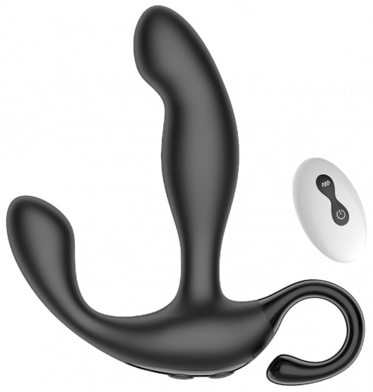 Черный вибромассажер простаты с эффектом фингеринга и пультом ДУ - Secwell - в Пензе купить с доставкой