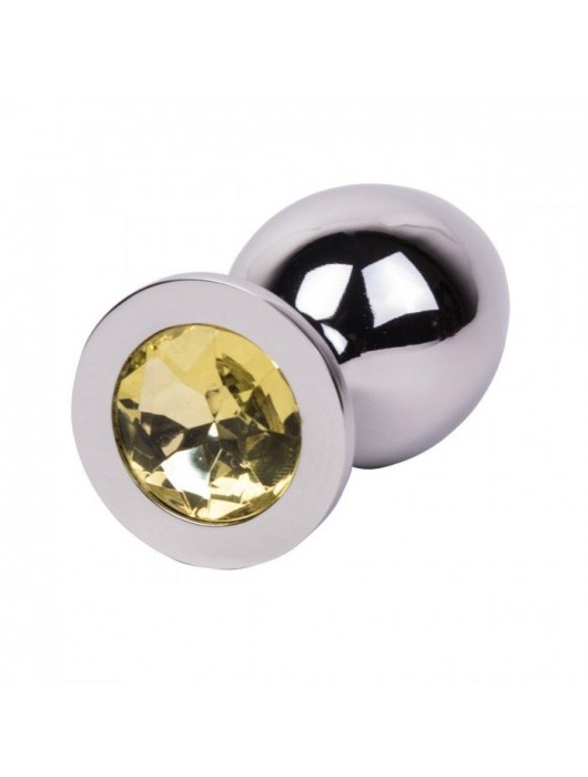 Большой стальной плаг с желтым кристаллом Sweet Lemon - 9,5 см. - Erotic Fantasy - купить с доставкой в Пензе