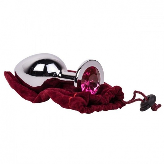 Большой стальной плаг с розовым кристаллом Pink Bubble Gum - 9,5 см. - Erotic Fantasy - купить с доставкой в Пензе