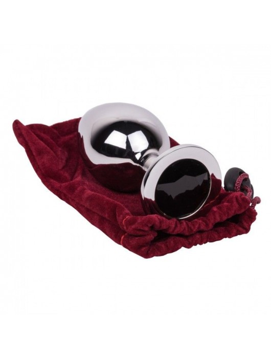 Большой стальной плаг с черным кристаллом Black Rave - 9,5 см. - Erotic Fantasy - купить с доставкой в Пензе