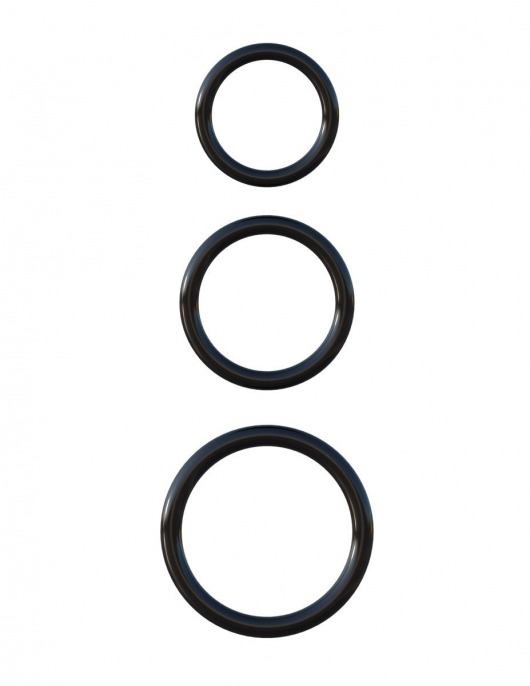 Набор из трех черных эрекционных колец Silicone 3-Ring Stamina Set - Pipedream - в Пензе купить с доставкой