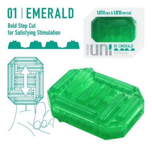 Зеленый мастурбатор-стимулятор Tenga Uni Emerald - Tenga - в Пензе купить с доставкой