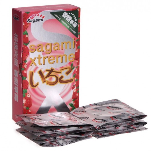 Презервативы Sagami Xtreme Strawberry c ароматом клубники - 10 шт. - Sagami - купить с доставкой в Пензе