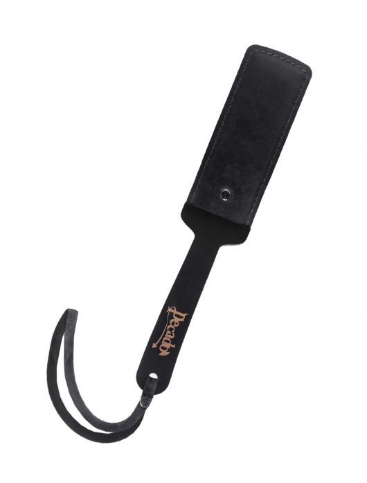 Черный твердый пэддл из натуральной кожи и дерева - 33 см. - Pecado - купить с доставкой в Пензе