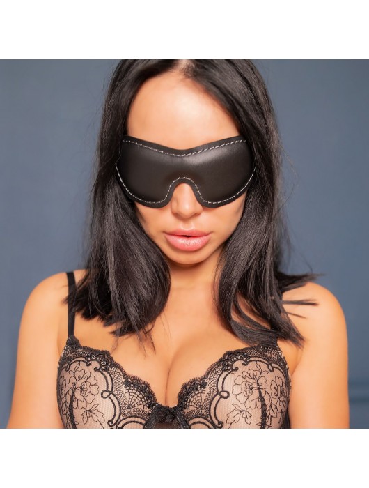 Черная мягкая закрытая маска из натуральной кожи - Crazy Handmade - купить с доставкой в Пензе