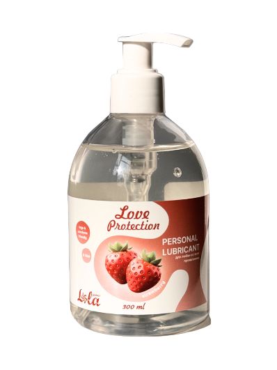Лубрикант на водной снове Love Protection Strawberry с ароматом клубники - 300 мл. - Lola Games - купить с доставкой в Пензе