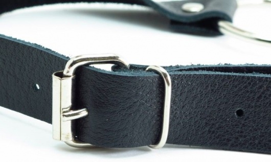 Черный кожаный кляп с кольцом - БДСМ Арсенал - купить с доставкой в Пензе