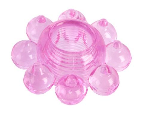 Розовое гелевое эрекционное кольцо-цветок - Toyfa Basic - в Пензе купить с доставкой