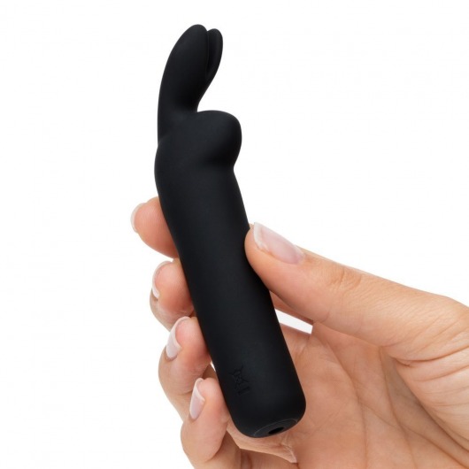Черная вибропуля с ушками Rechargeable Rabbit Ears Bullet Vibrator - Happy Rabbit