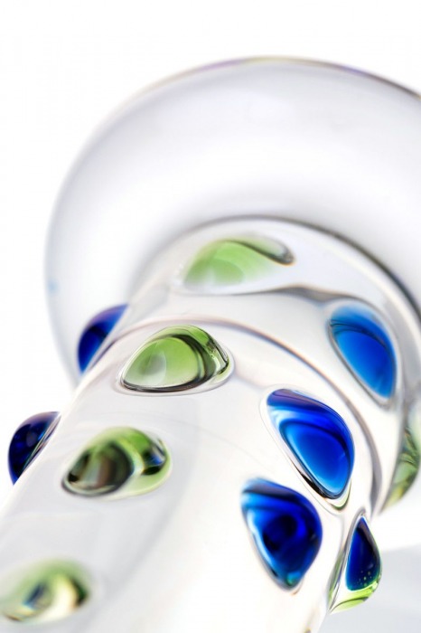 Стеклянный фаллос с цветными бусинами - 18 см. - Sexus