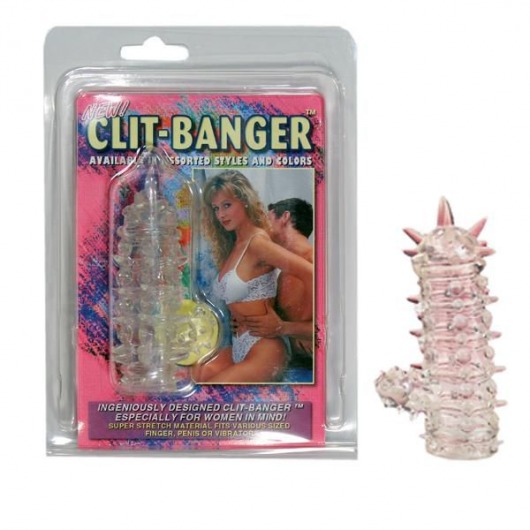 Прозрачная насадка с шипами и клиторальной шишечкой CLIT-BANGER SLEEVE IN CLEAR - Tonga - в Пензе купить с доставкой