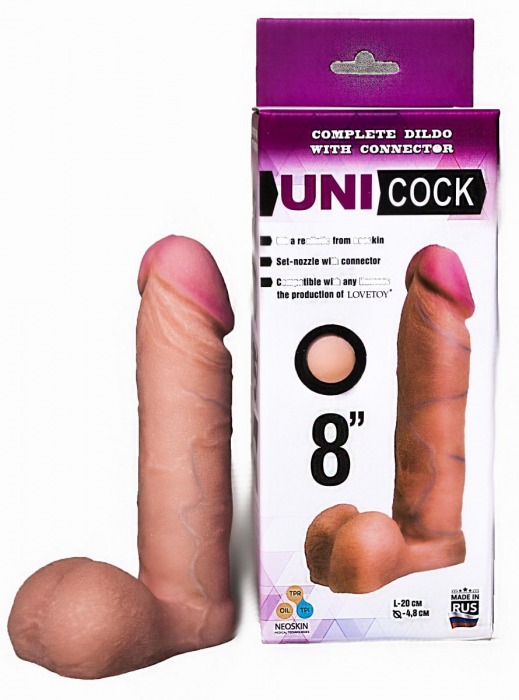 Фаллическая насадка для страпона UNICOCK 8  - 20 см. - LOVETOY (А-Полимер) - купить с доставкой в Пензе