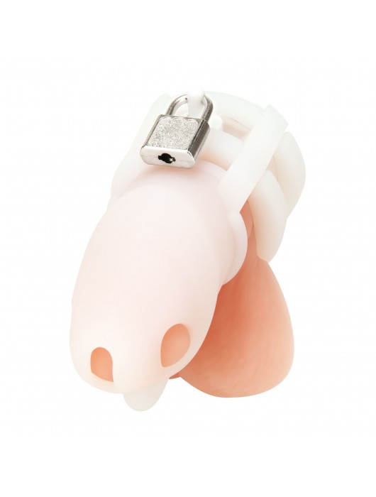 Белая клетка для пениса Silicone Small 2 in Cock Cage With Ball Divider - BlueLine - купить с доставкой в Пензе