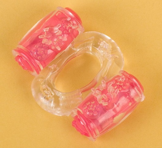 Прозрачное виброкольцо с двумя вибропульками - Toyfa Basic - в Пензе купить с доставкой