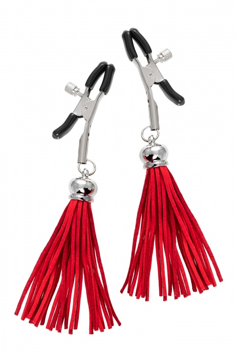 Зажимы на соски «Прищепки» с красными кисточками из замши - Pecado - купить с доставкой в Пензе