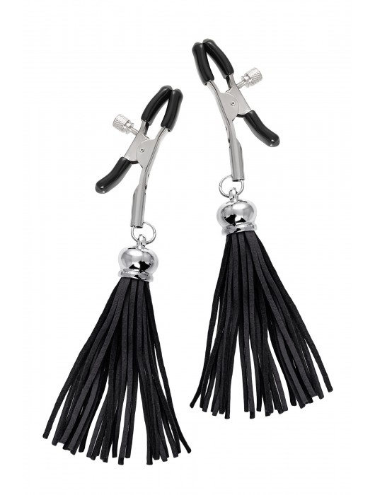 Зажимы на соски «Прищепки» с черными кисточками из замши - Pecado - купить с доставкой в Пензе