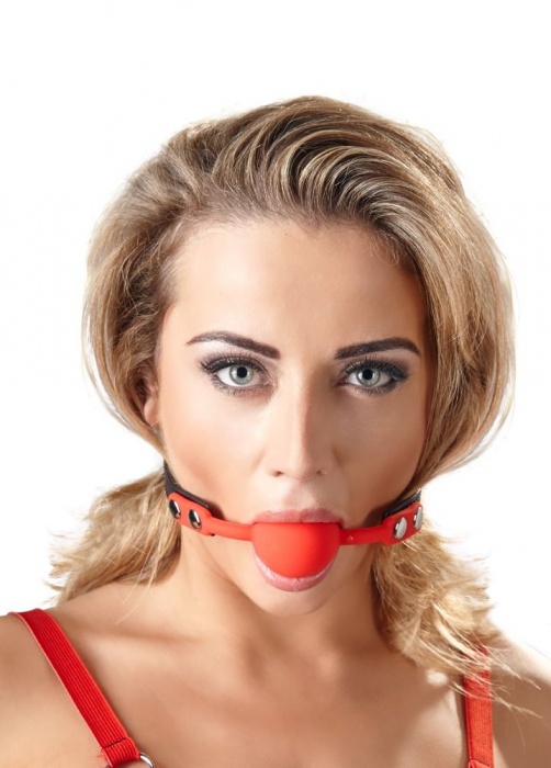 Силиконовый кляп-шар на чёрных ремешках Red Gag silicone - Orion - купить с доставкой в Пензе