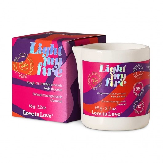 Массажная свеча Light My Fire Coconut с ароматом кокоса - 65 гр. - Love to Love - купить с доставкой в Пензе