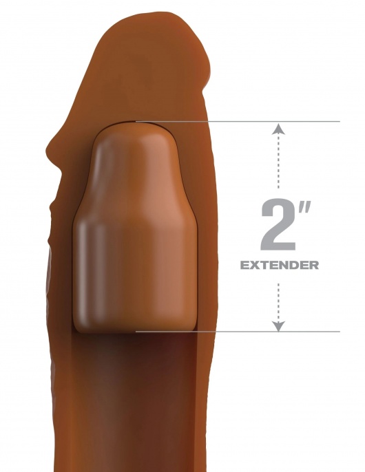 Коричневая насадка на член 2  Silicone X-tension - 20,3 см. - Pipedream - в Пензе купить с доставкой