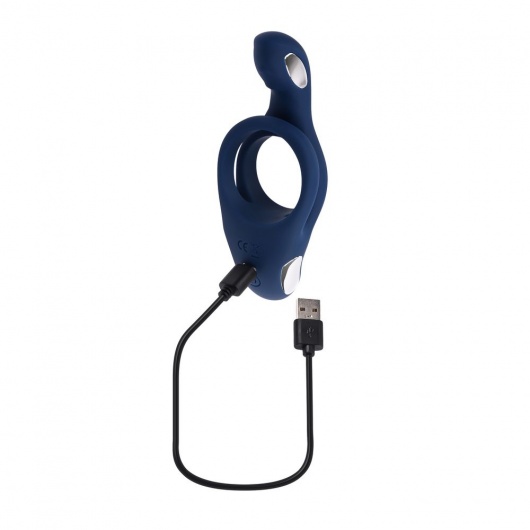 Синее эрекционное виброкольцо с двойным подхватом мошонки Ring Around The Rosy - Zero Tolerance - в Пензе купить с доставкой