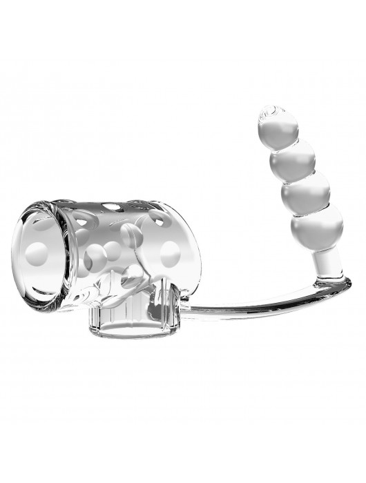 Прозрачная насадка на пенис и мошонку с анальным стимулятором Rilley - Baile - в Пензе купить с доставкой