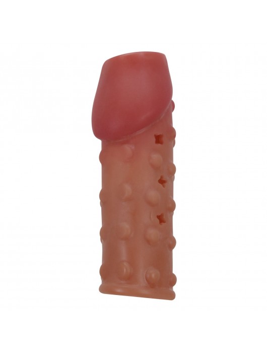 Телесная открытая насадка на пенис с бугорками - 19,8 см. - Baile - в Пензе купить с доставкой