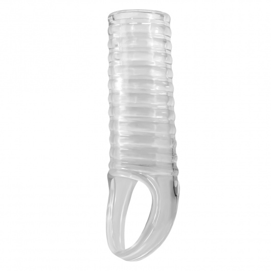 Прозрачная насадка на пенис с ребрышками и подхватом мошонки - Baile - в Пензе купить с доставкой